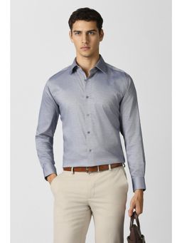 Van Heusen - Mens Grey Textured Full Sleeves Formal Shirt
