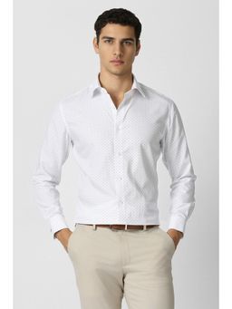 Van Heusen - Mens White Print Full Sleeves Formal Shirt