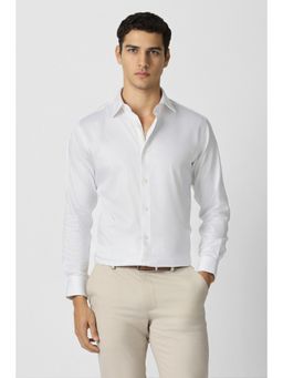 Van Heusen - Mens White Textured Full Sleeves Formal Shirt