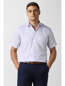 Van Heusen - Mens Lavender Textured Half Sleeves Formal Shirt
