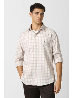 Van Heusen - Mens Pink Checks Full Sleeves Casual Shirt