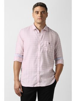 Van Heusen - Mens Pink Checks Full Sleeves Casual Shirt