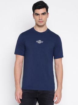 Guess - Glean Mid Organic Stretch Silk Blue Solid Slim Fit T-Shirt