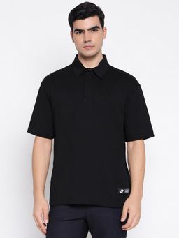 Guess - Nicco Organic Heavy Tech Jet Black Solid Polo T-Shirt