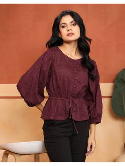 Fabindia - Maroon Cotton Top