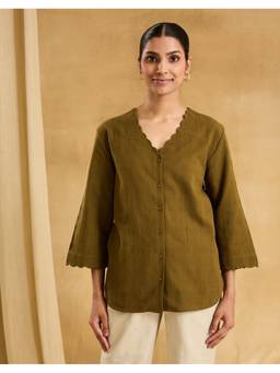 Fabindia - Olive Cotton Top