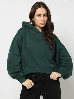 GAP - Green Women's Typography Hooded Sweatshirt