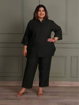 TITTLI - Women's Rayon Solid Black Co-ords