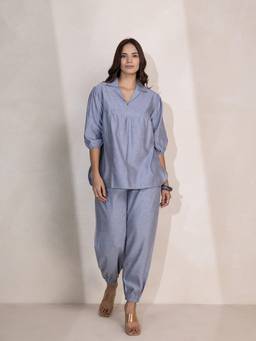 TITTLI - Women's Rayon Solid Grey Co-ords