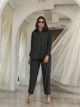 TITTLI - Women Rayon Dobi Black Co-Ords
