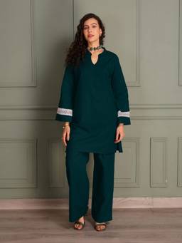 TITTLI - Women's Solid Green Co-ords