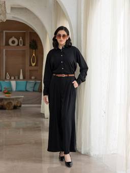 TITTLI - Women's Polyester Solid Black Co-ords