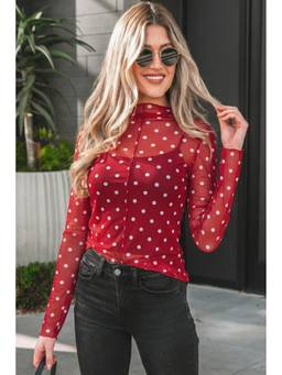 Errabelly - Red Polka Dot Patterned Long Sleeve Top