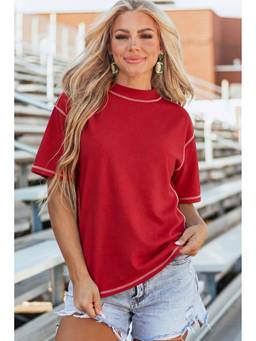 Errabelly - Racing Red Reversible Contrast-Stitched Top
