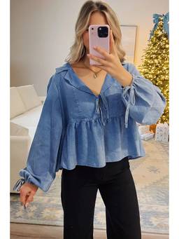 Errabelly - Dusk Blue Denim Balloon Sleeve Top