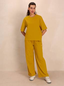 TITTLI - Women's Pure Cotton Solid Yellow Co-ords