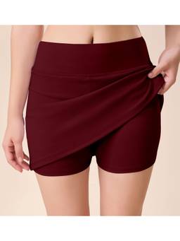 Trendmalls - Maroon Women High Waist Short Style Skirt