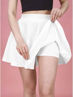 Trendmalls - White Women High Waist Solid Short Style Skirt