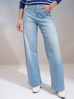 TOKYO TALKIES - Blue Women Blue Wide Leg Jeans