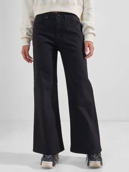 TOKYO TALKIES - Black Womens Wide Leg Jeans