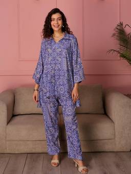 TITTLI - Women Muslin Printed Lavender Co-ords