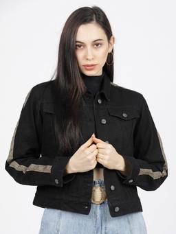TOKYO TALKIES - Women Black Regular Fit Denim Jacket