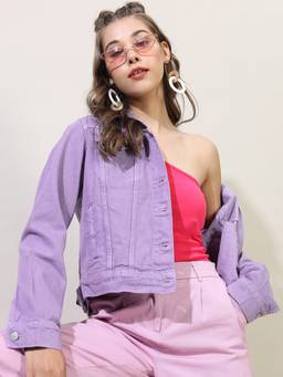 TOKYO TALKIES - Women Purple Denim Jacket