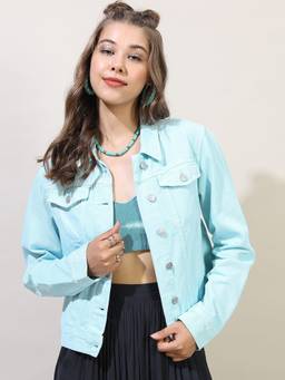 TOKYO TALKIES - Women Aqua Washed Denim Jacket
