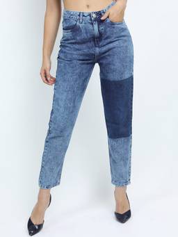 TOKYO TALKIES - Blue Women Blue Mom Fit Light Fade Jeans