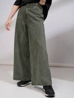 TOKYO TALKIES - Grey Women Blue High Waist Flared Jeans