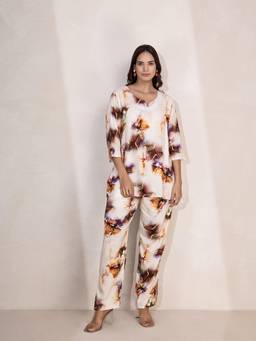 TITTLI - Women's Rayon Printed Nude Co-ords