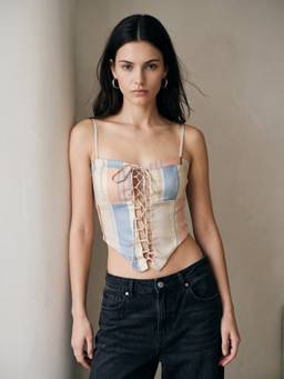 Outzidr - Multi Striped Corset Top