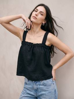 Outzidr - Black Relaxed Flowy Blousson Top