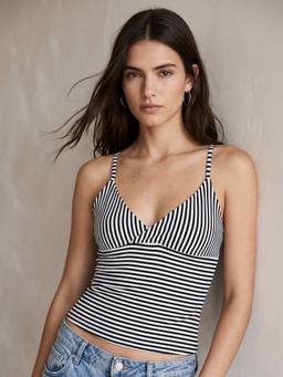 Outzidr - Multi-Color Striped V Neck Tank Top
