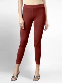 Trendmalls - Women's Maroon Cotton Elastane Stretch Leggings