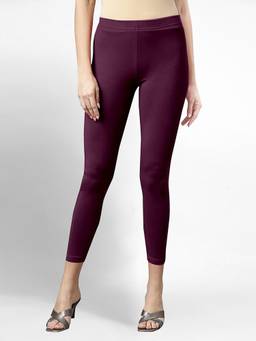 Trendmalls - Women's Purple Cotton Elastane Stretch Leggings