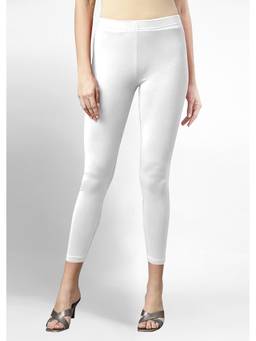 Trendmalls - Women's White Cotton Elastane Stretch Leggings