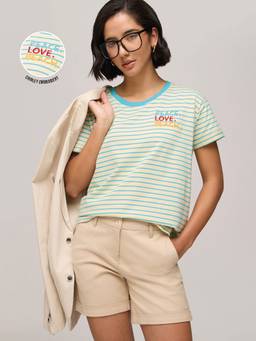 DILLINGER - Women's Cotton Stripes Multicolor Tshirt