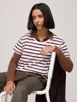 DILLINGER - Women Cotton Stripes White Tshirt