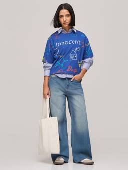 DILLINGER - Women's Cotton Printed Blue Tshirt
