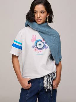 DILLINGER - Women's Cotton Printed White Tshirt