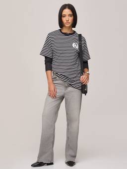 DILLINGER - Women's Cotton Stripes Black Tshirt