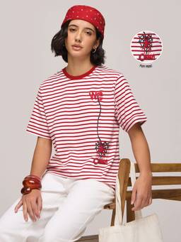 DILLINGER - Women's Cotton White Stripes Tshirt