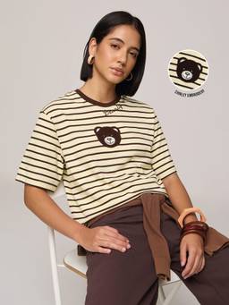 DILLINGER - Women's Cotton Stripes Cream Tshirt