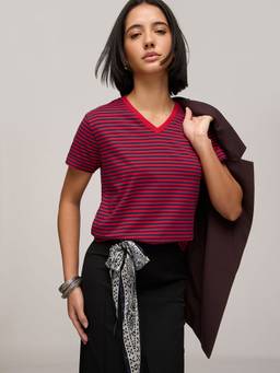 DILLINGER - Women's Cotton Stripes Red Tshirt