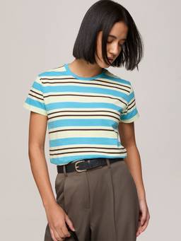 DILLINGER - Women's Cotton Half Sleeves Stripes Multicolor Tshirt