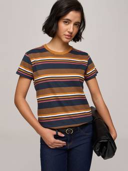 DILLINGER - Women's Cotton Stripes Multicolor Tshirt