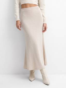 Outzidr - Beige Bodycon Skirt