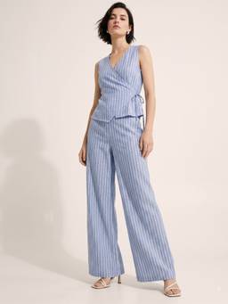 Outzidr - Blue Yarn Dyed Stripes Co-Ords