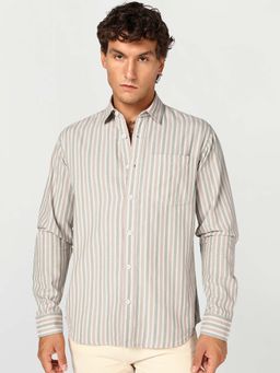 Bewakoof - Multi-Color Stripes Cotton Linen Blend Shirt